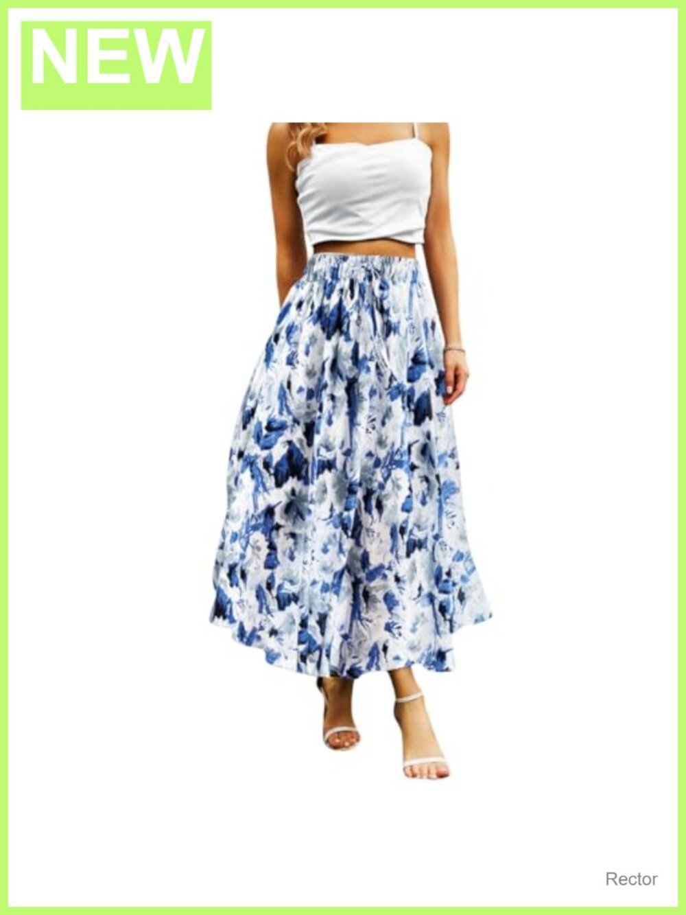 Women's Maxi Skirt with Pockets Elastic Waist Long Flowy Midi Skirt